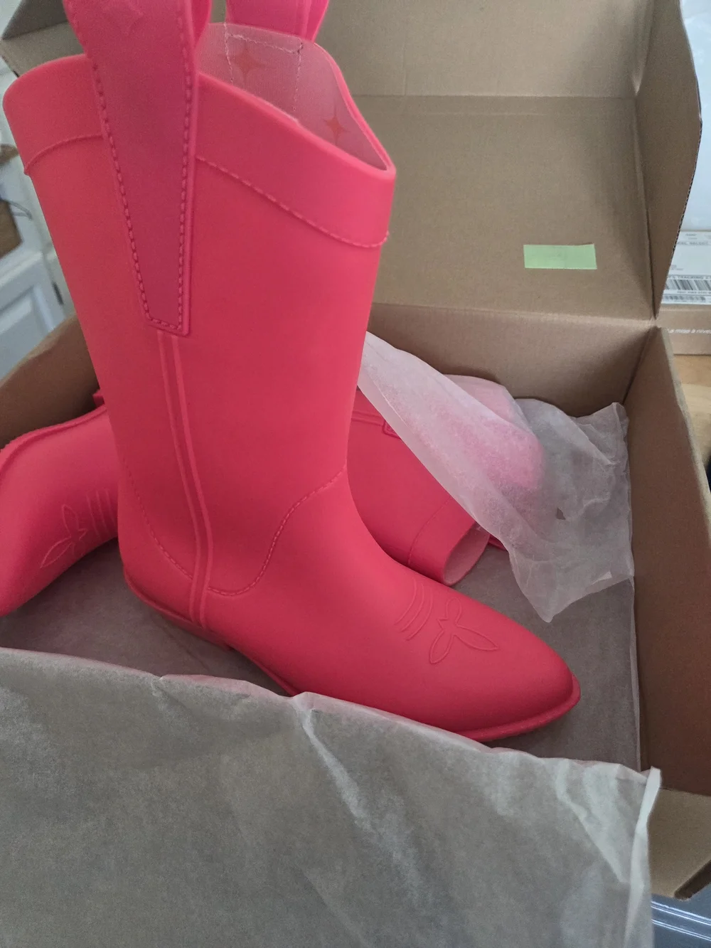 Women's Hot Pink Western-Style Rain Boots